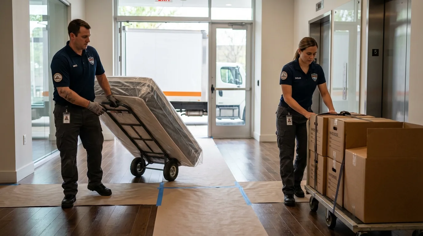 Professional apartment movers loading elevator in Wurtsboro, NY