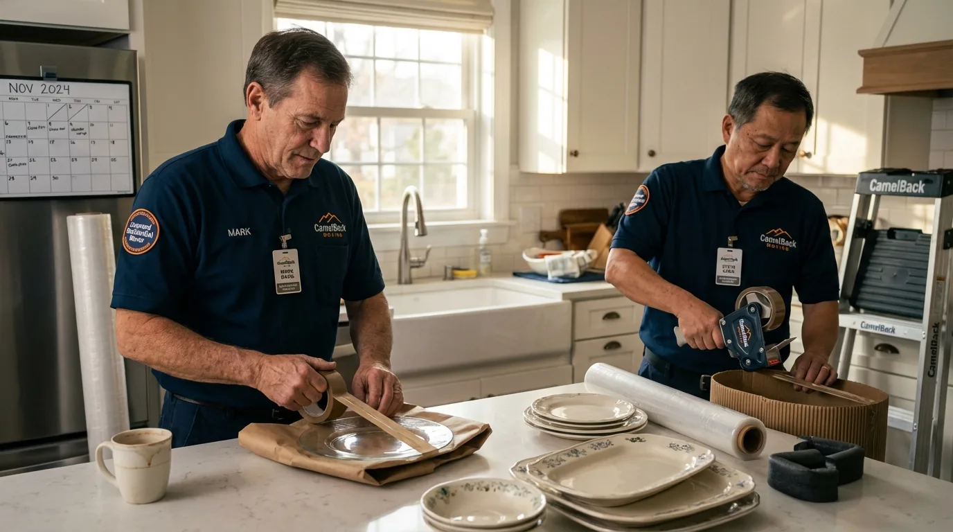 Professional crew packing kitchen dishware in Wurtsboro, NY